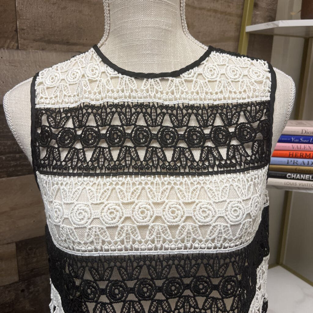Zara Black & White Crochet Tank Size S
