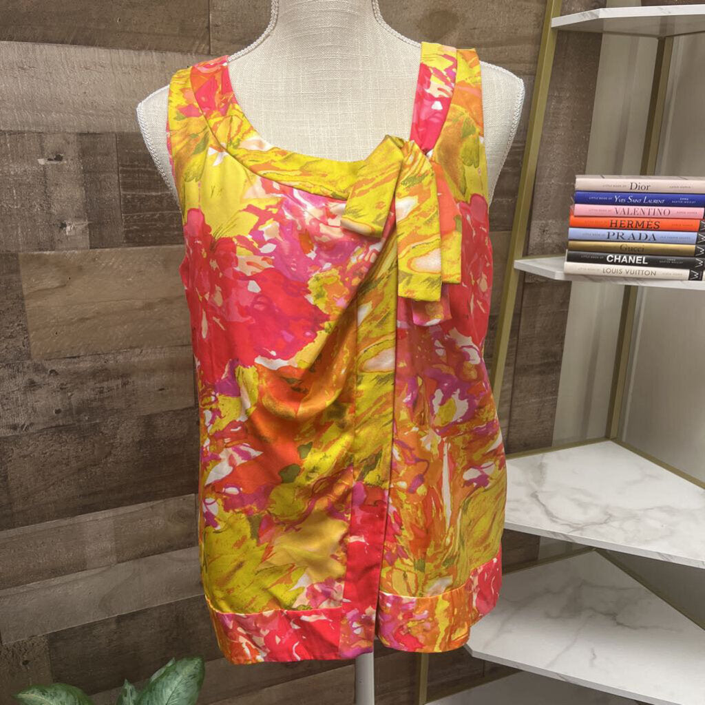 J Crew Floral Silk Yellow & Pink Size 4