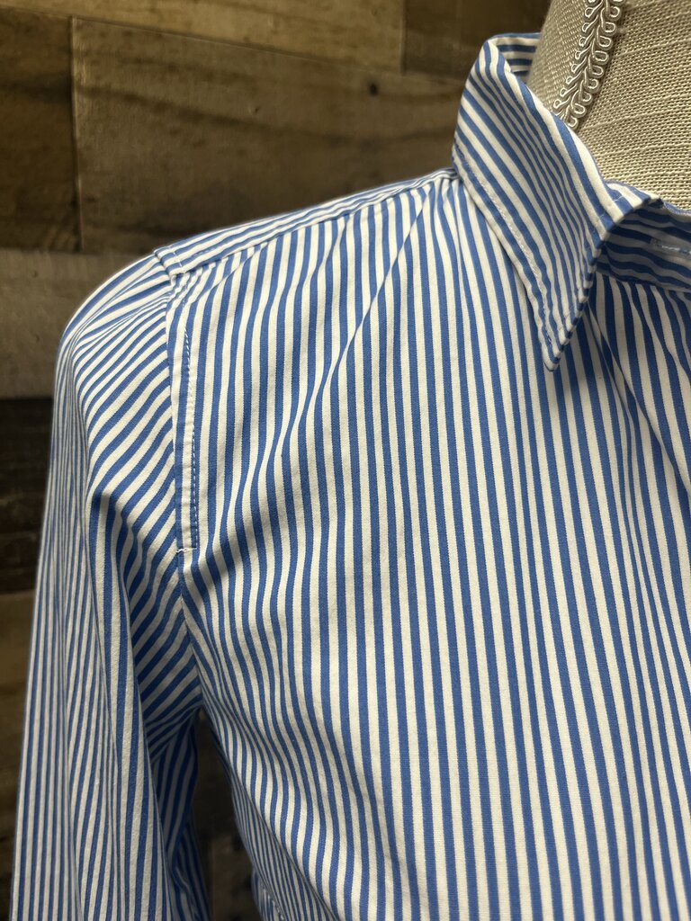 J Crew Stretch Perfect Blue & White Stripe Button Down Size XS
