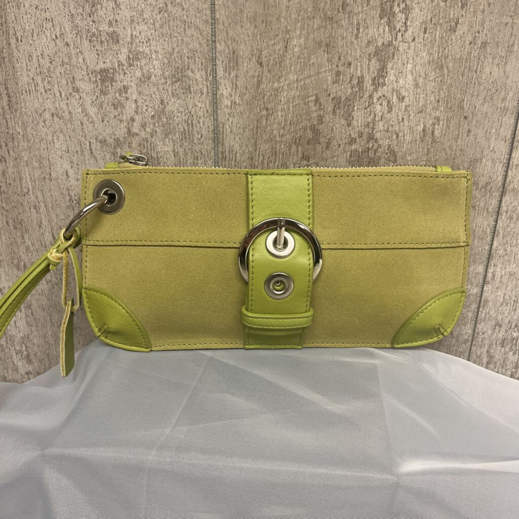 Bath & Body Lime Green Faux Suede Wristlet