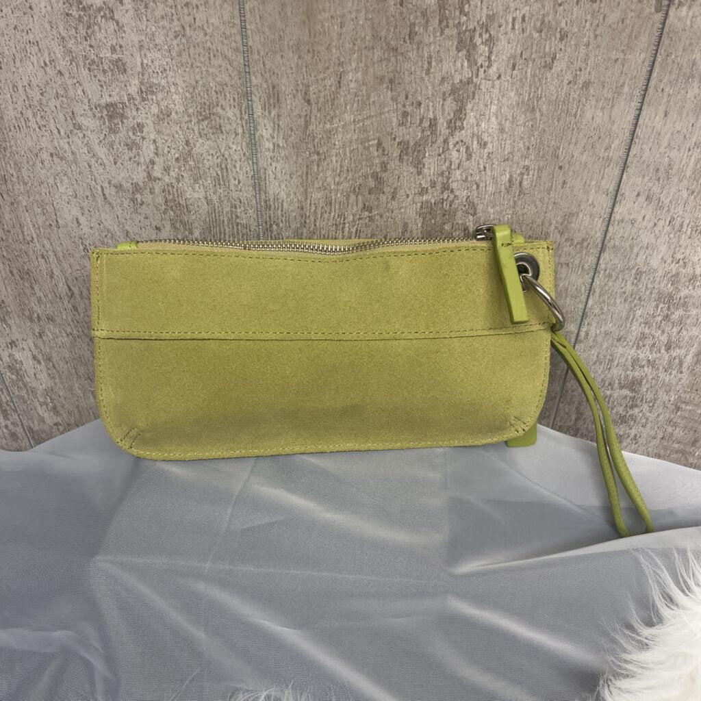 Bath & Body Lime Green Faux Suede Wristlet