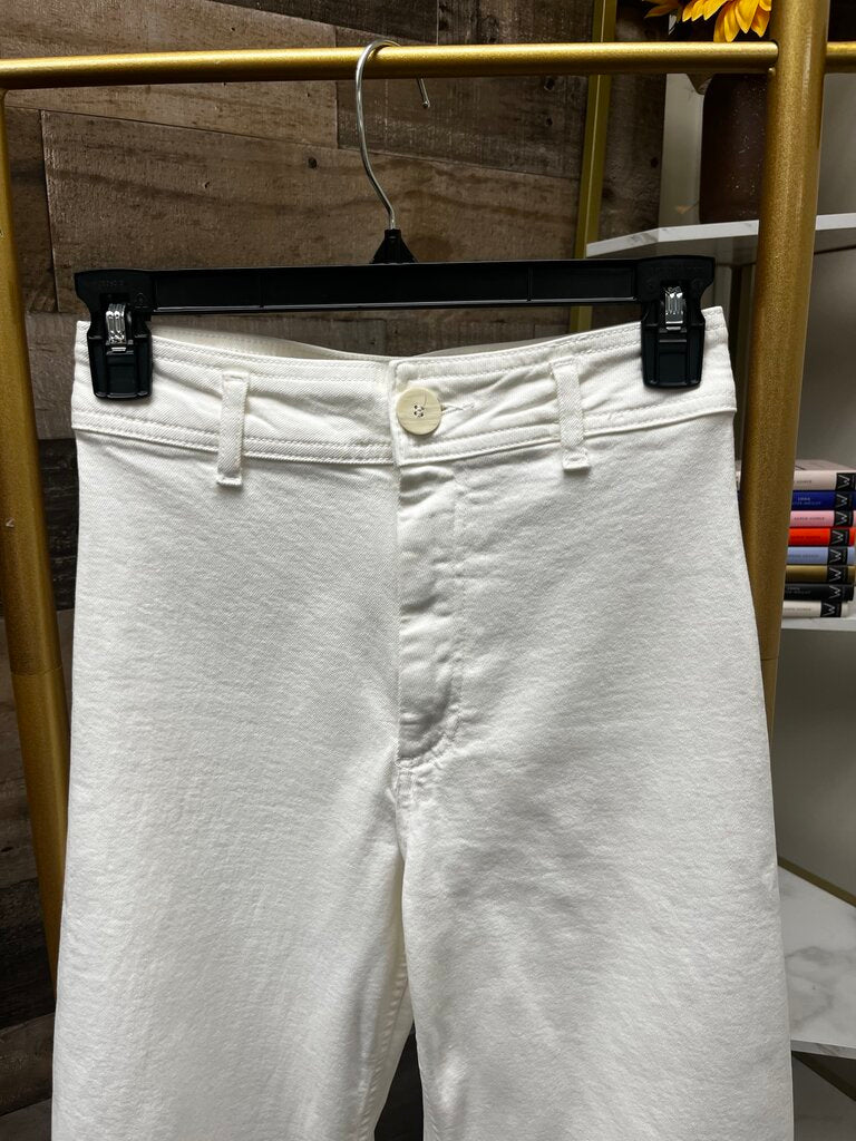 Zara Off White Raw Hem Flare Denim Size 2
