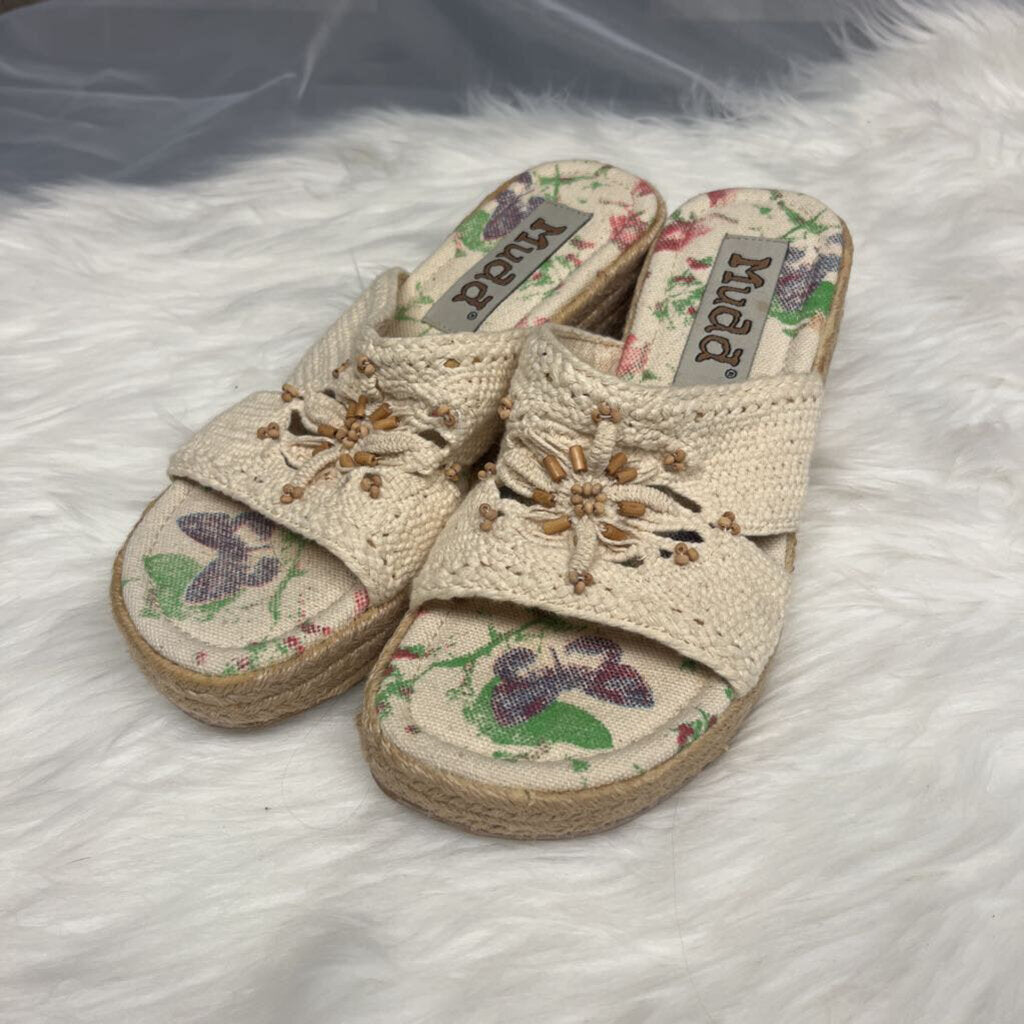 Mudd Wedge Slide Sandal w/Tan Beading Size 7