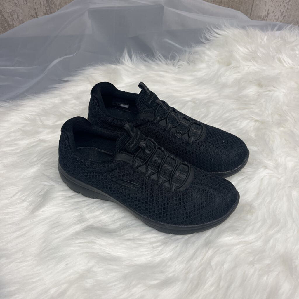 Black Sketchers Memory Foam Bungy Ties Size 7.5