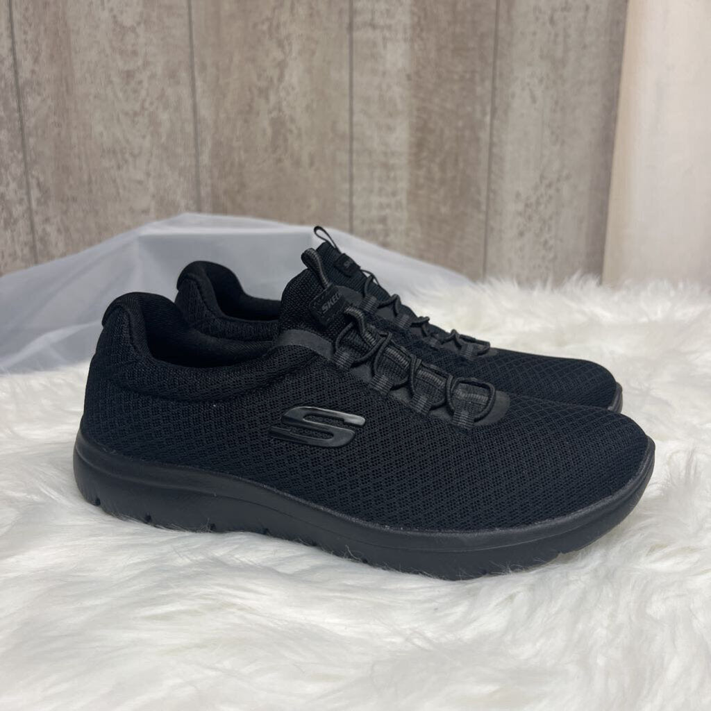 Black Sketchers Memory Foam Bungy Ties Size 7.5