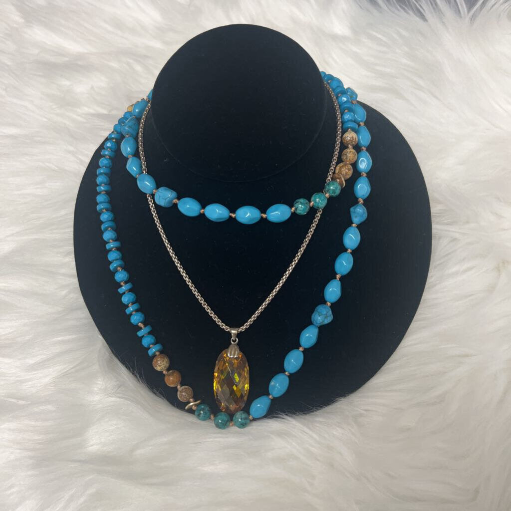 Plunder Turqoise & Brown Bead Necklace