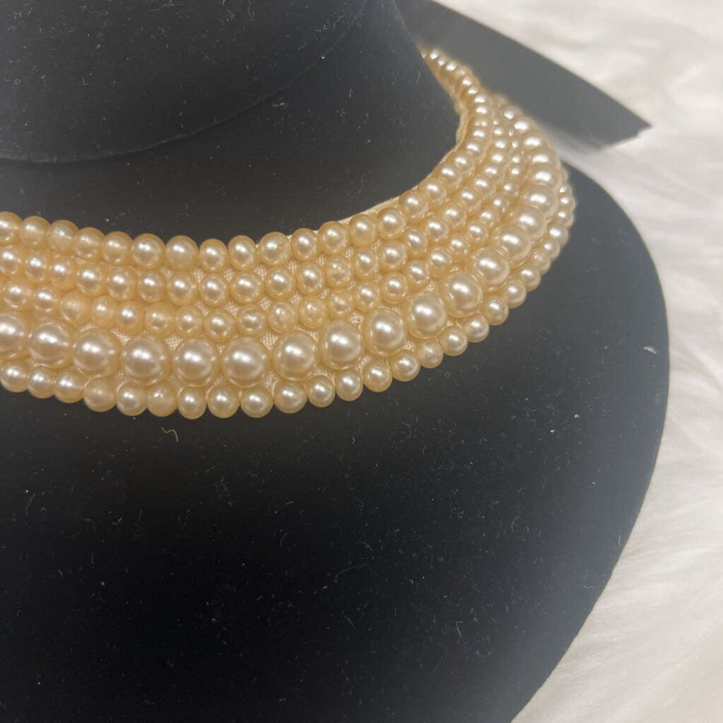 Vintage Ivory Satin Beaded Collar