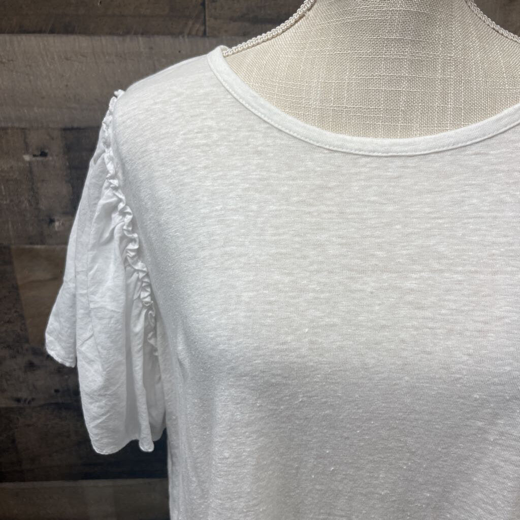 The Loft Linen Cream Puff Short Sleeve Shirt Size L