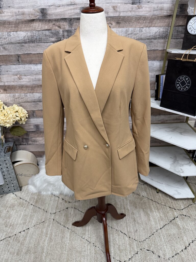 Ann Taylor Tan Blazer w/ Gold Buttons Size 14