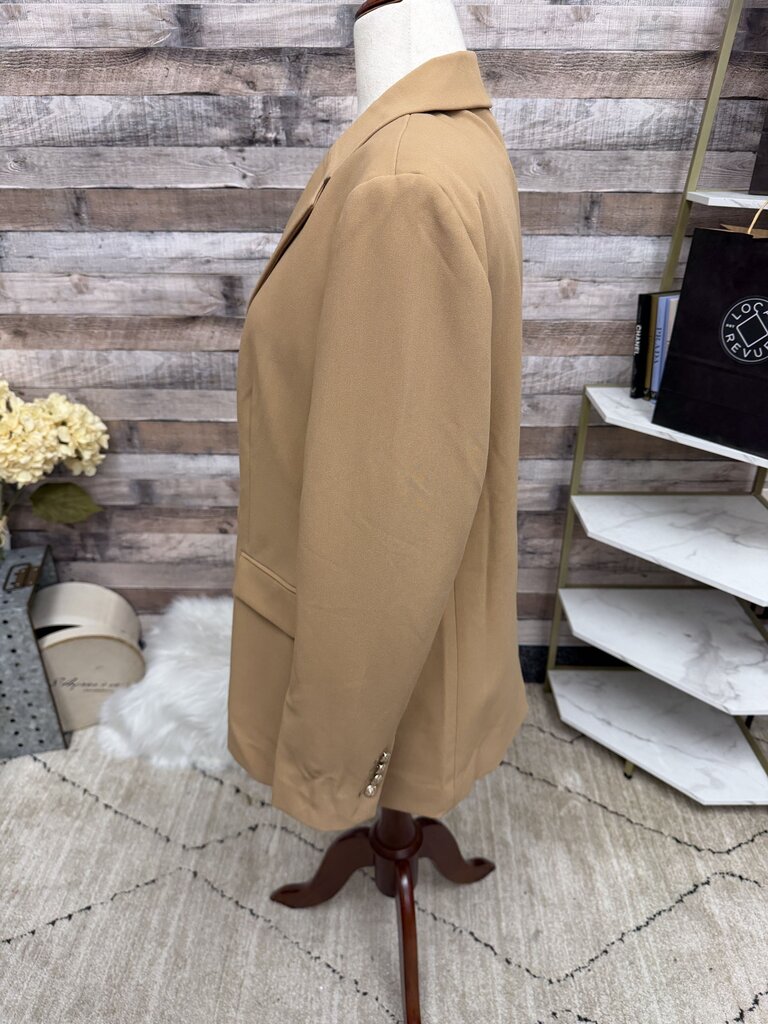 Ann Taylor Tan Blazer w/ Gold Buttons Size 14