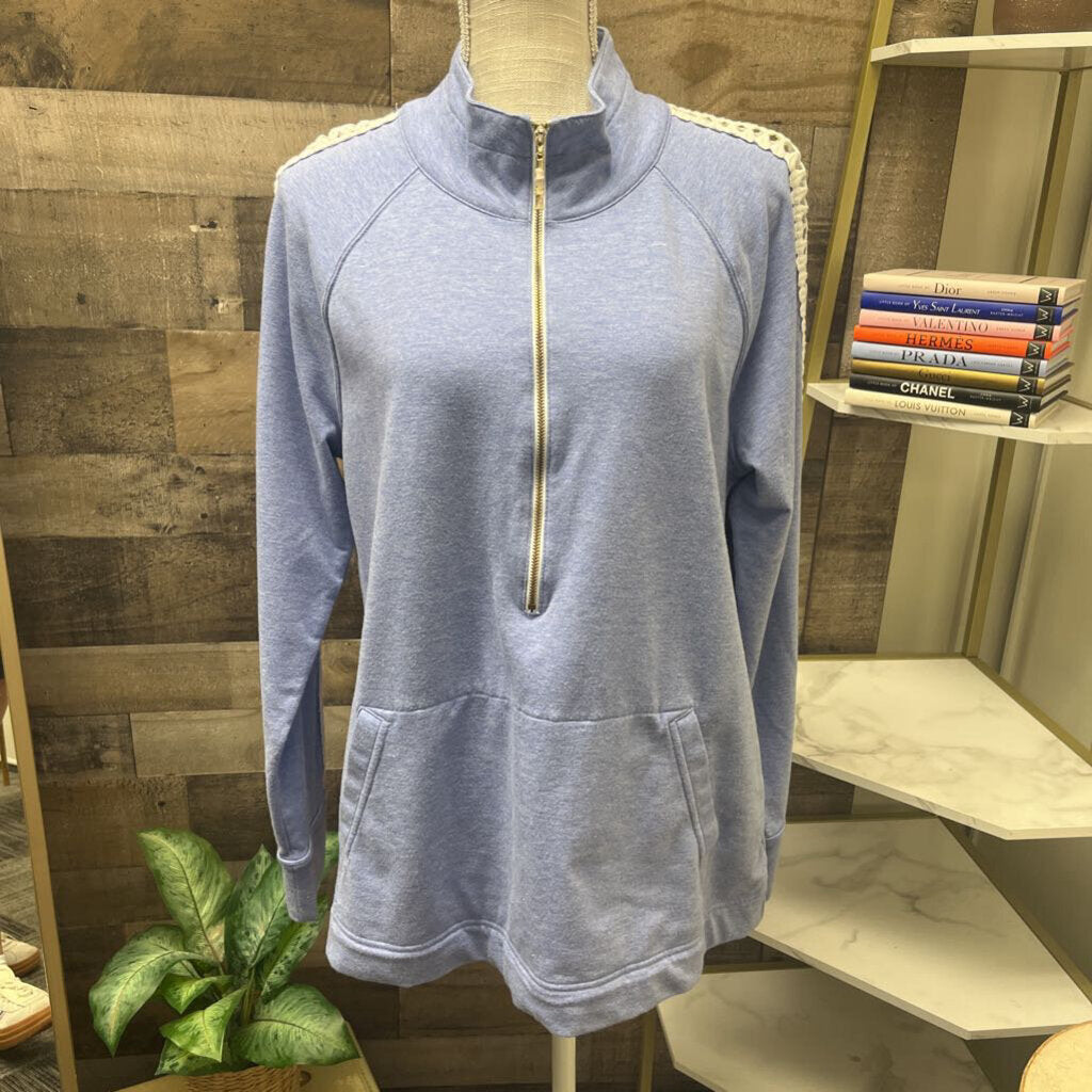 Lilly Pulitzer Skipper Sweatshirt w/ Peak A Boo Lace Sleeves Size XL