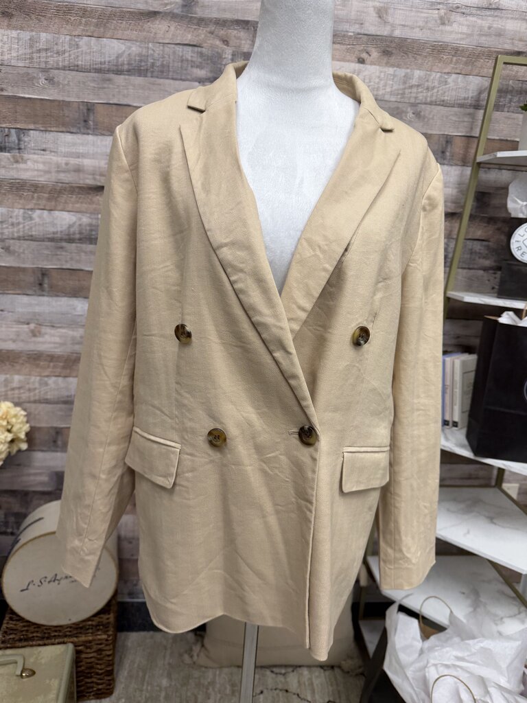 Ann Taylor Double-Breasted Tan Blazer Size 14