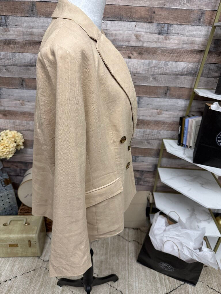 Ann Taylor Double-Breasted Tan Blazer Size 14