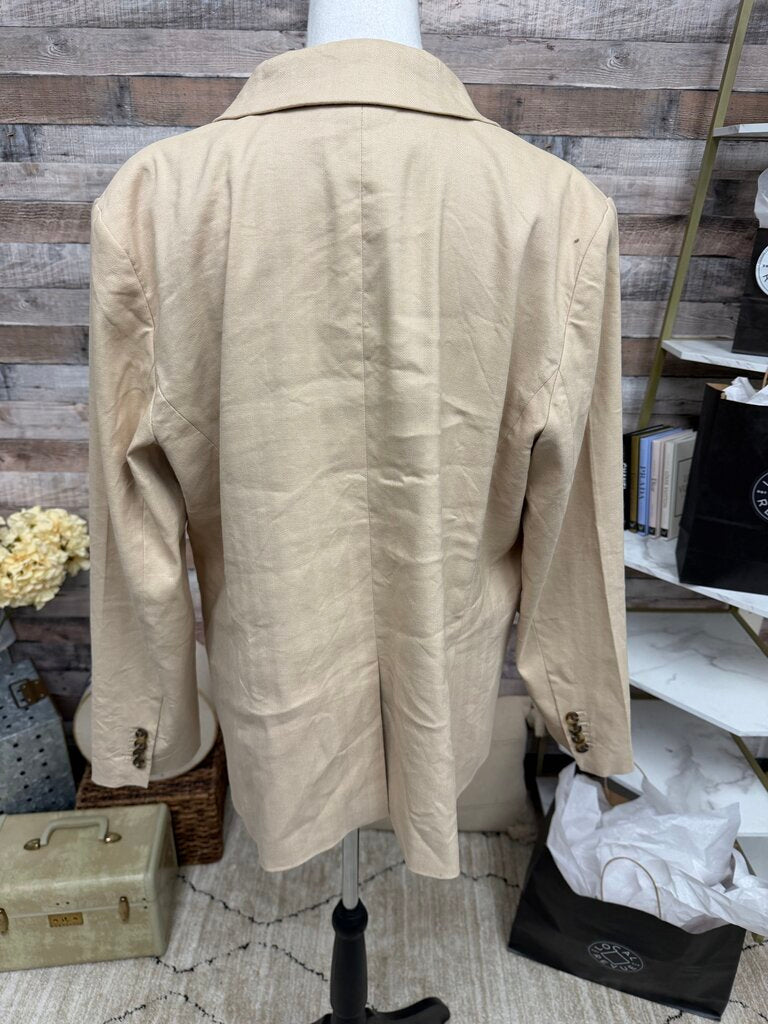 Ann Taylor Double-Breasted Tan Blazer Size 14