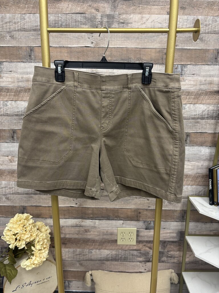 Spanx Stretch Twill Shorts High Rise Shaping Pull On w/ Pocket Size XL