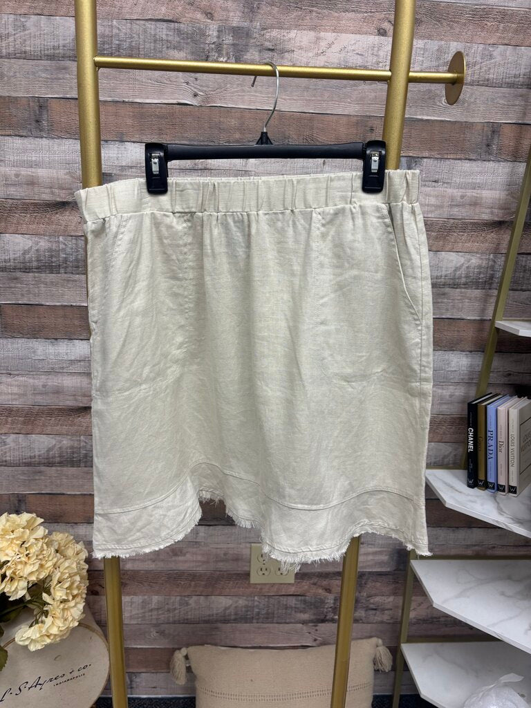 Tan Raw Hem Linen Shorts Size XL