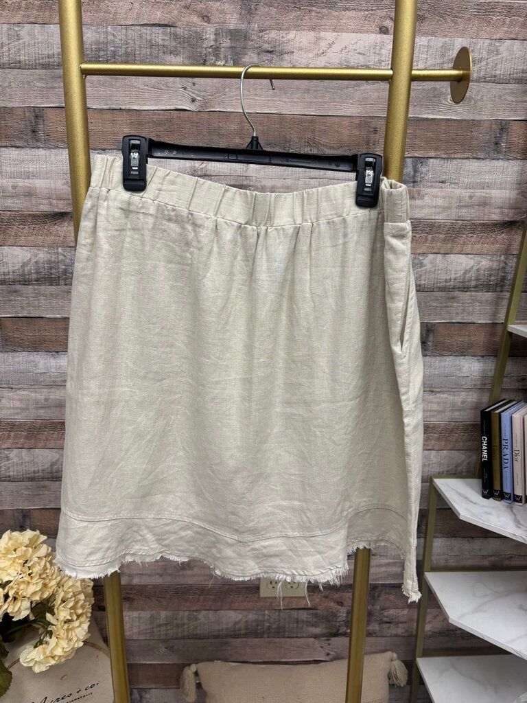 Tan Raw Hem Linen Shorts Size XL