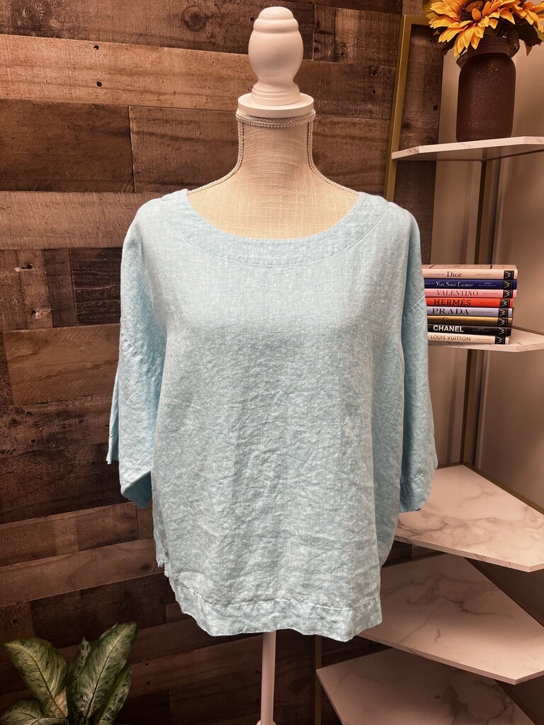 Pure J. Jill Light Blue Linen Short Sleeve Top Size S