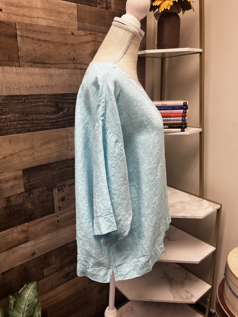 Pure J. Jill Light Blue Linen Short Sleeve Top Size S