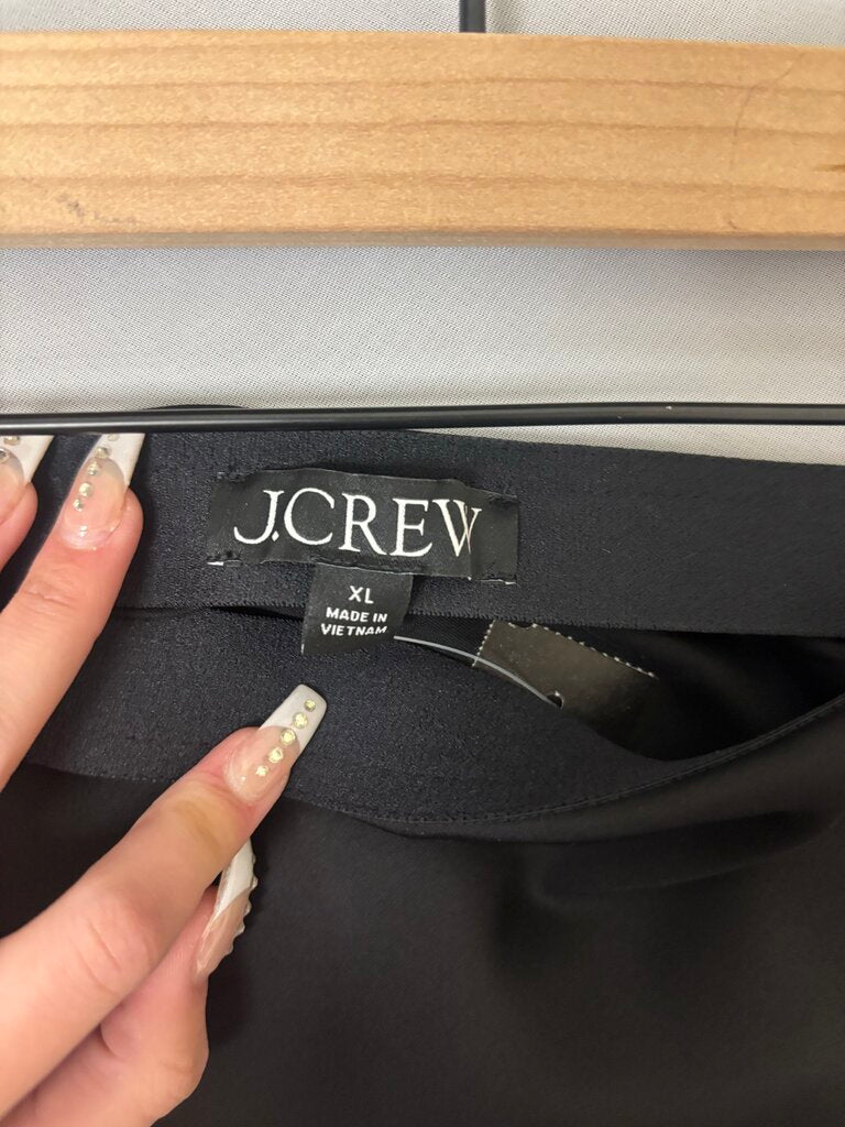J Crew Black Satin Midi Skirt Size XL