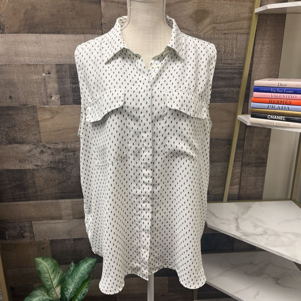 Ann Taylor Sleeveless Patterned Button Down Size XL