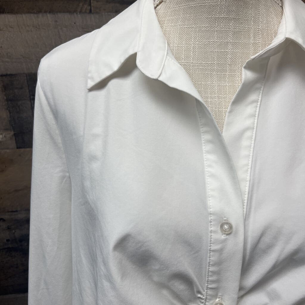 Calvin Klein Cream Gathered Button Down Shirt Size XL