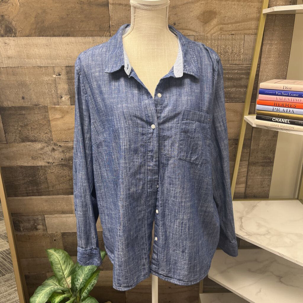 Tommy Hilfiger Chambray Button Down Shirt Size XXL