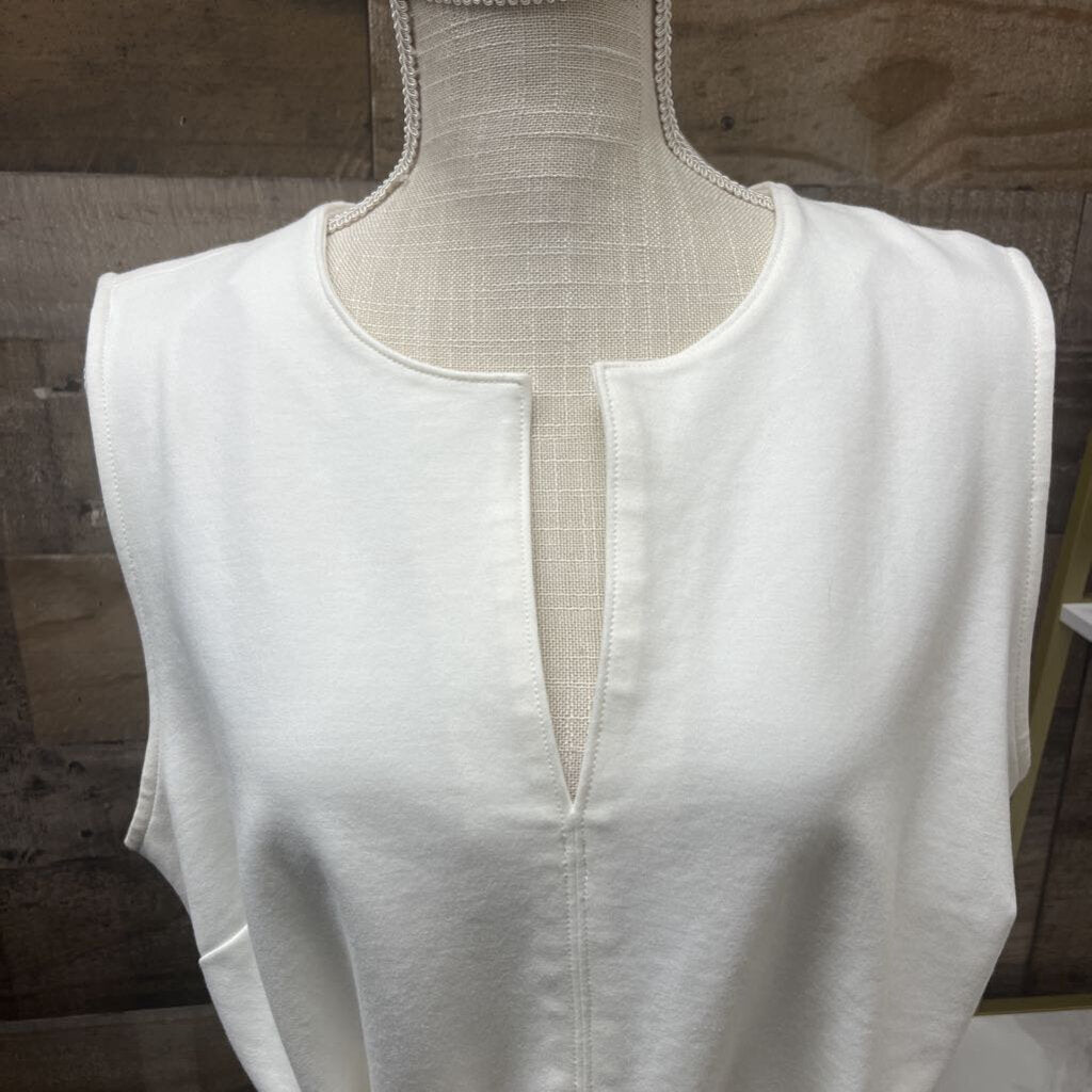 Spanx The Perfect Tie-Waist Top White Peplum Classic Tulip Top Blouse Size XL