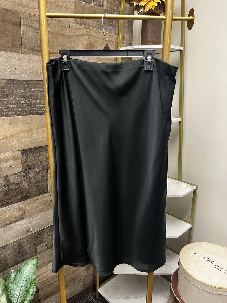 Black Satin Midi Skirt Size 16