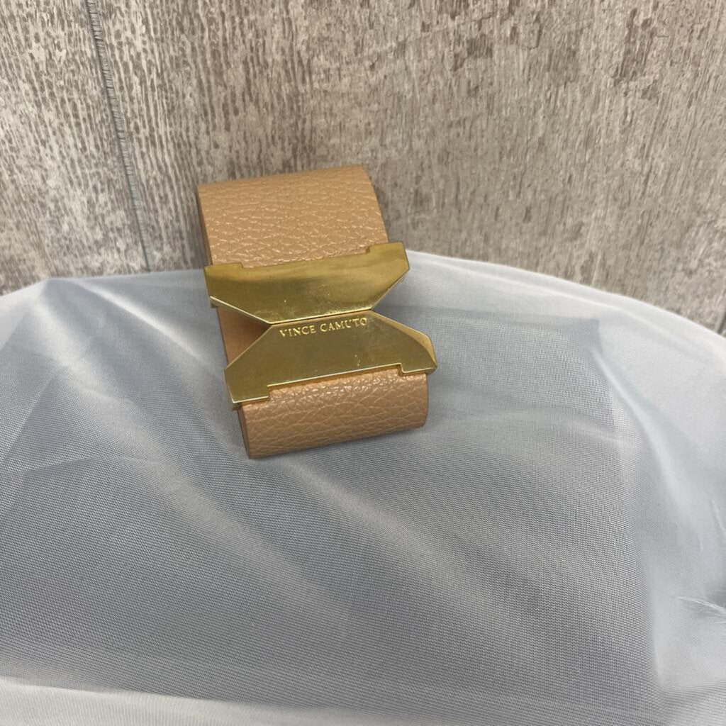 Vince Camuto Tan Leather & Gold Clasp Bracelet