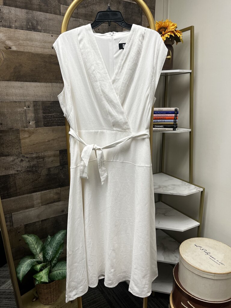 DKNY Pleated Ivory Dress Size 14