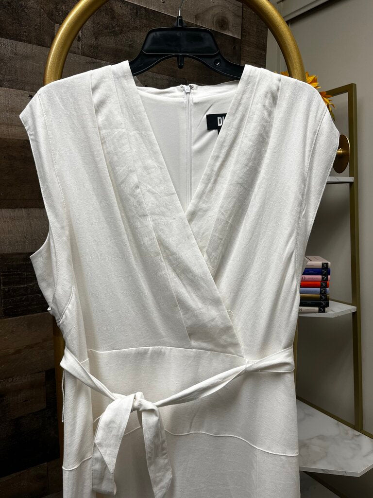 DKNY Pleated Ivory Dress Size 14