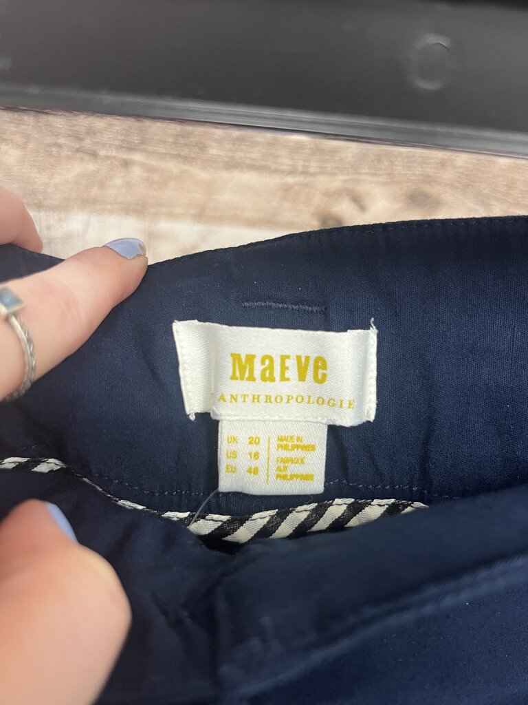The Colette Navy Cropped Wide-Leg Pants by Maeve Size 16