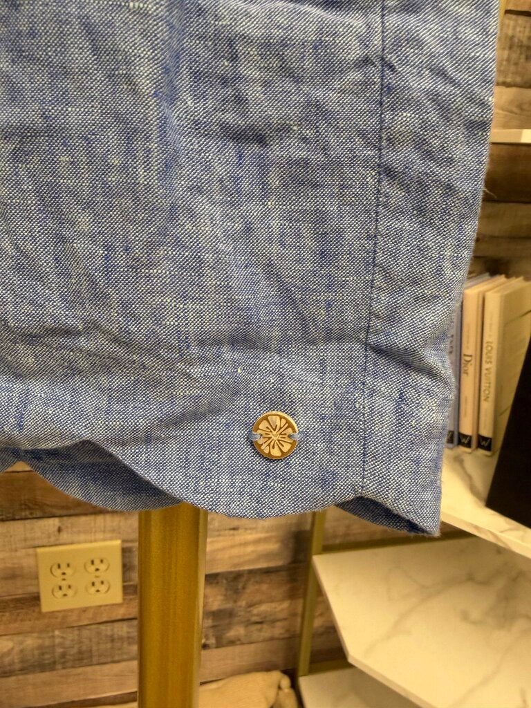 Lilly Pulitzer Scalloped Hem Chambray Linen Shorts Size XL
