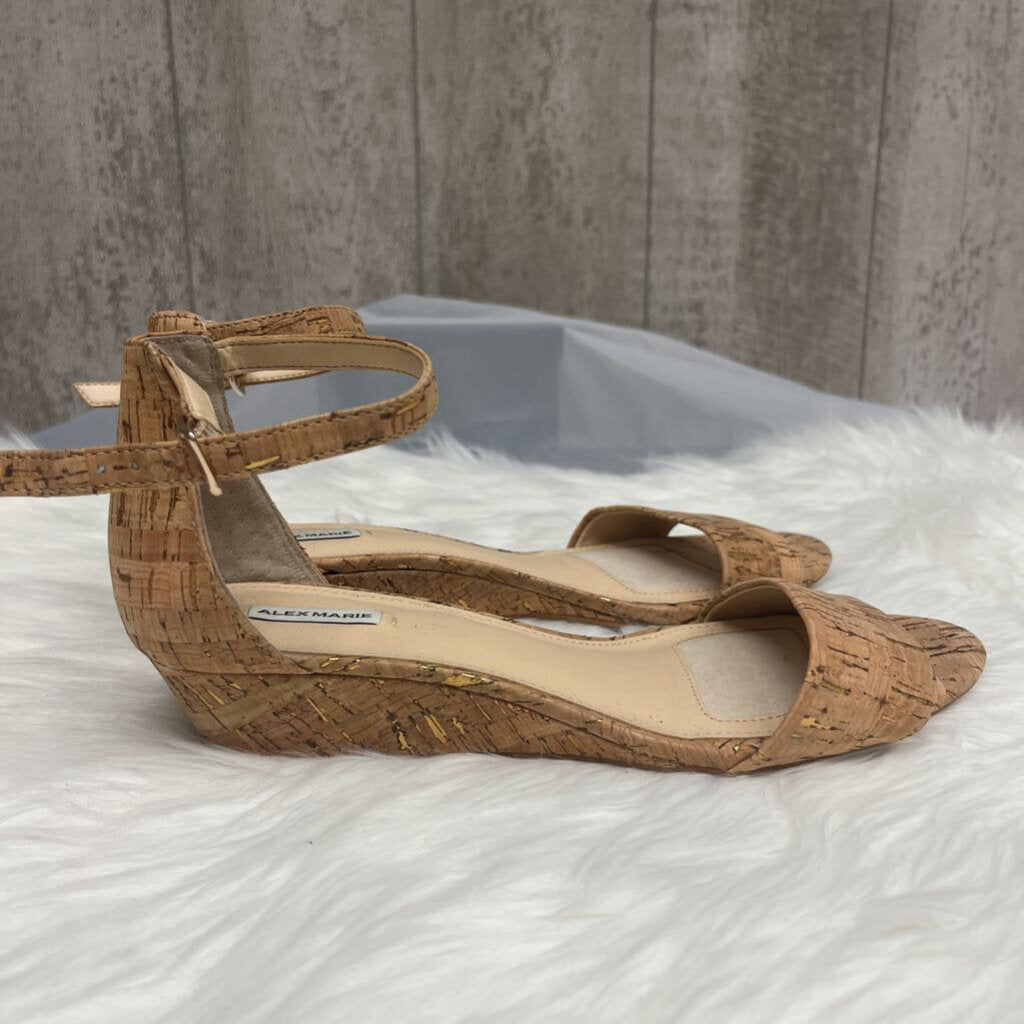 Alex Marie Maren Cork Double Band Wedge Sandals Size 9