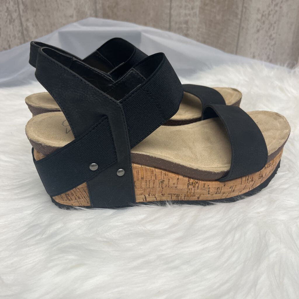 Crown Vintage Wedge Black Sandal Size 8.5