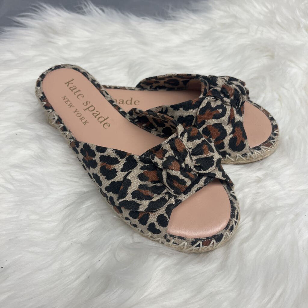 Kate Spade Saltie Shore Espadrille Slide Sandals Leopard Print Size 8.5