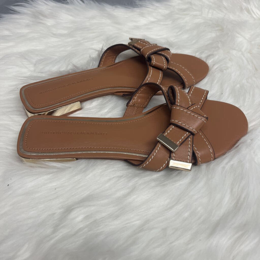 White House Black Market Knotted Flat Tan Sandal Size 8