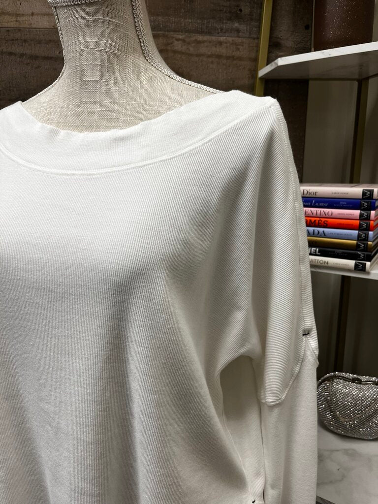 Free People White Sweatshirt with Cut Out Size XS