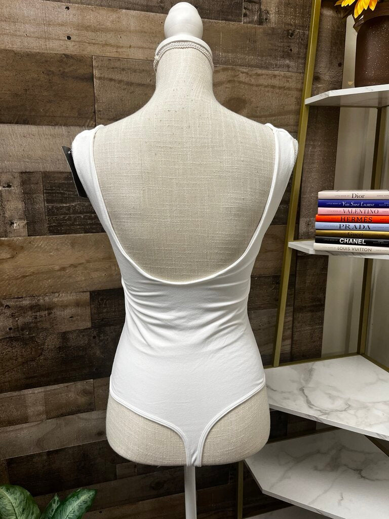 Free People White V-Neck Body Suit Size M/L