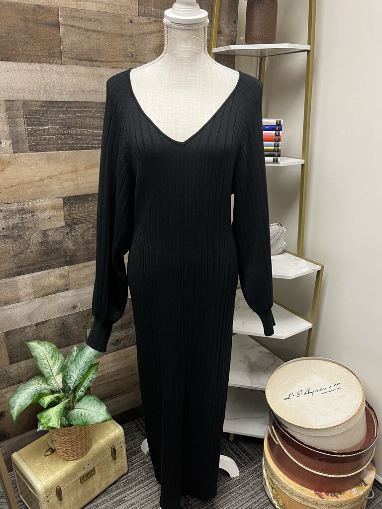 Free People Beach Black Ribbed Sweater Dress Size S
