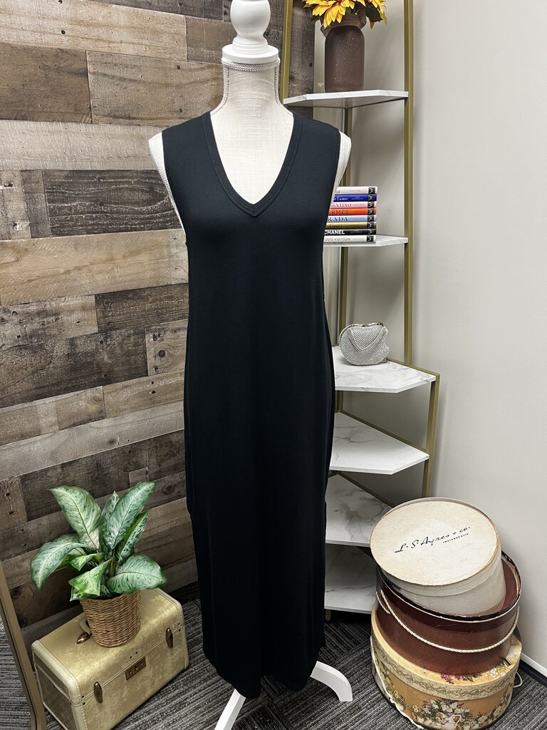 Rag & Bone Phoenix Knit V-Neck Dress Black Minimalist Lagenlook Summer Dress Size S