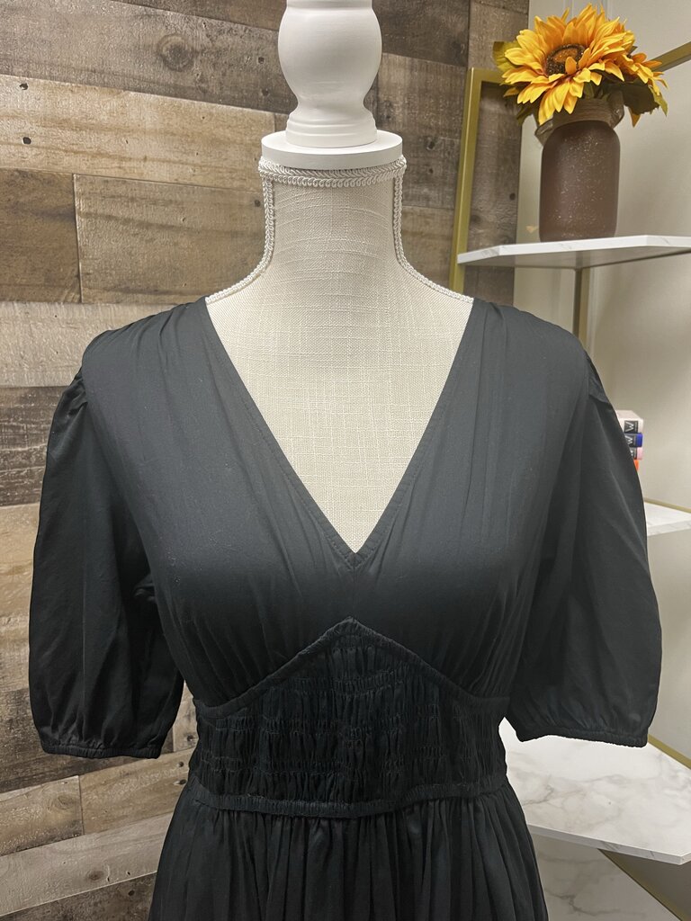 GAP Black V Neck Dress with Ruffles Size M