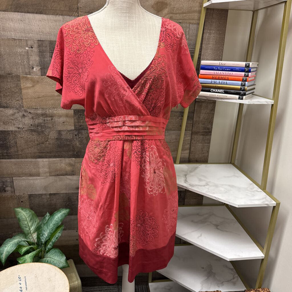 Anthro Moulinette Sours Pink Flutter Sleeve Silk Poppy Size 6