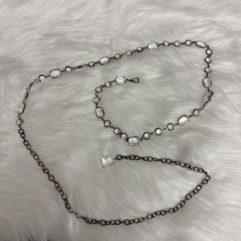 Silver & Clear Crystal Beaded Chain Belt