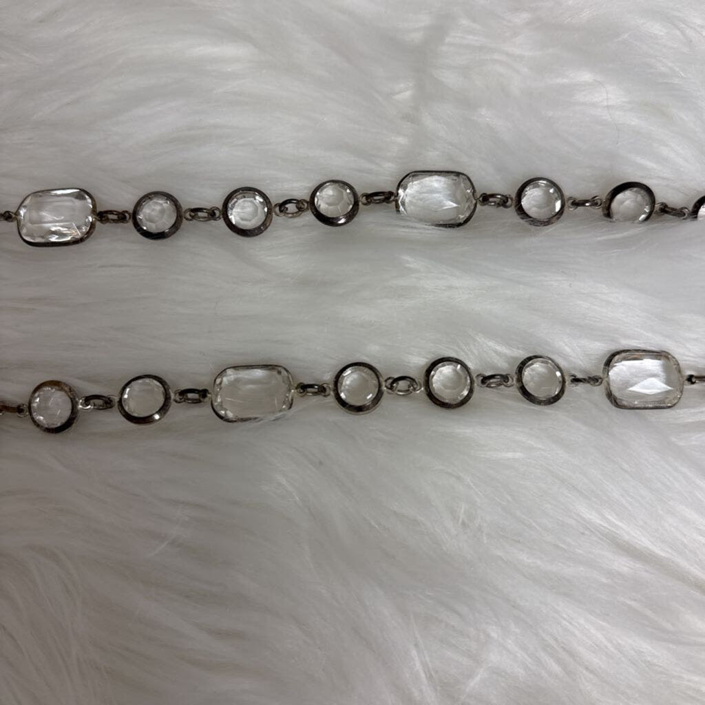 Silver & Clear Crystal Beaded Chain Belt