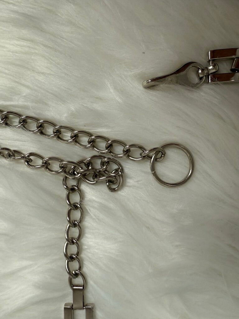 Silver Interlocked Rectangle Chain Belt