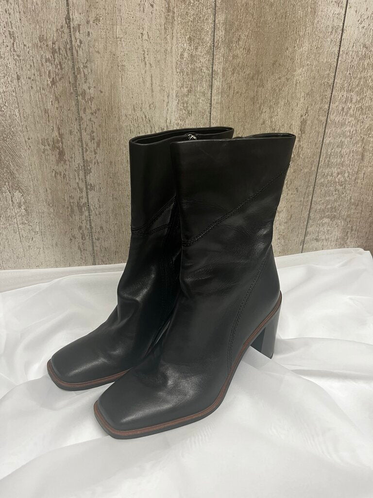Franco Sarto Stevie Mid-Calf Black Leather Boots Size 7.5