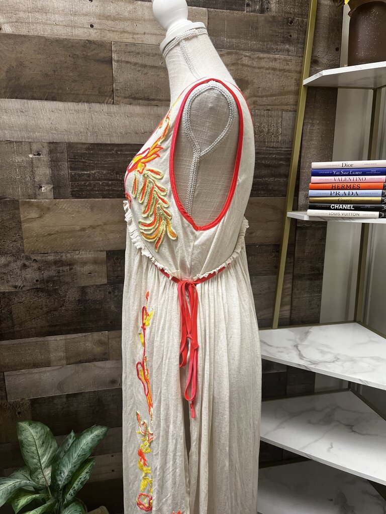 Free People Cream Floral Embroidered Dress Size S