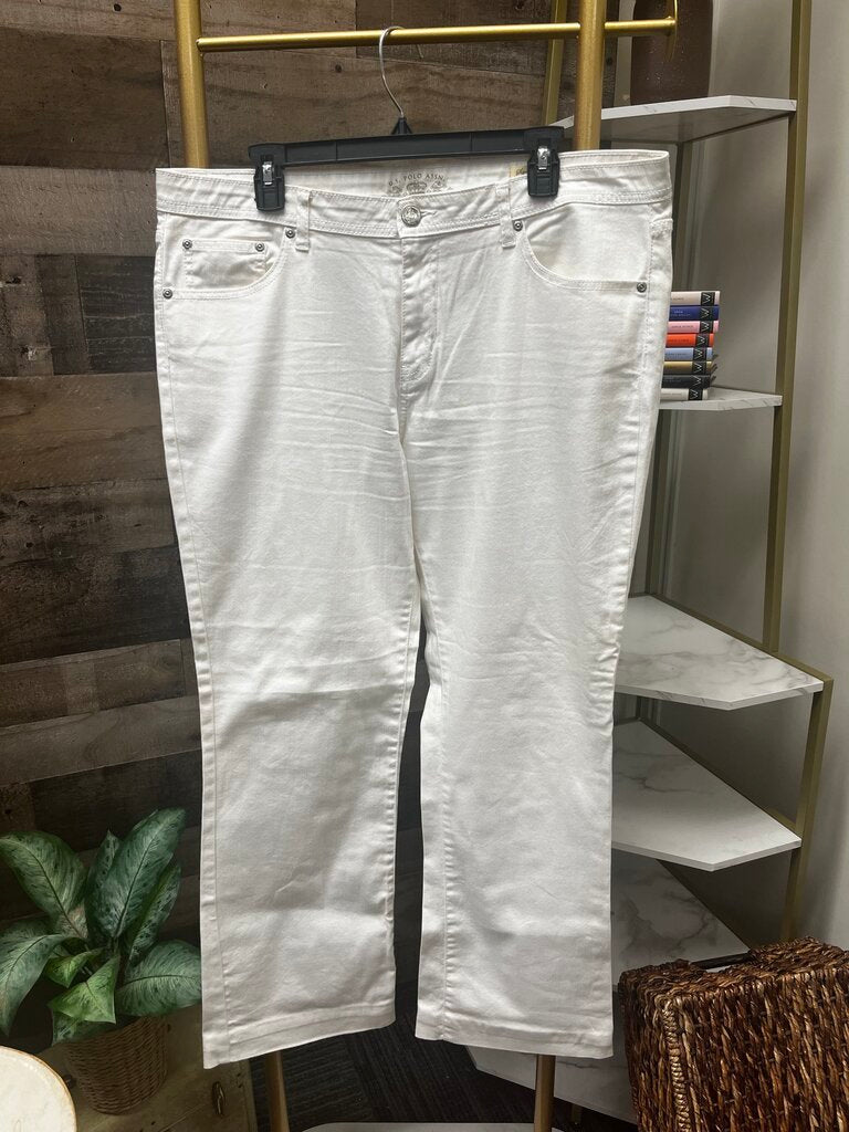 US Polo Assn. Signature Bootcut White Jeans Size 16